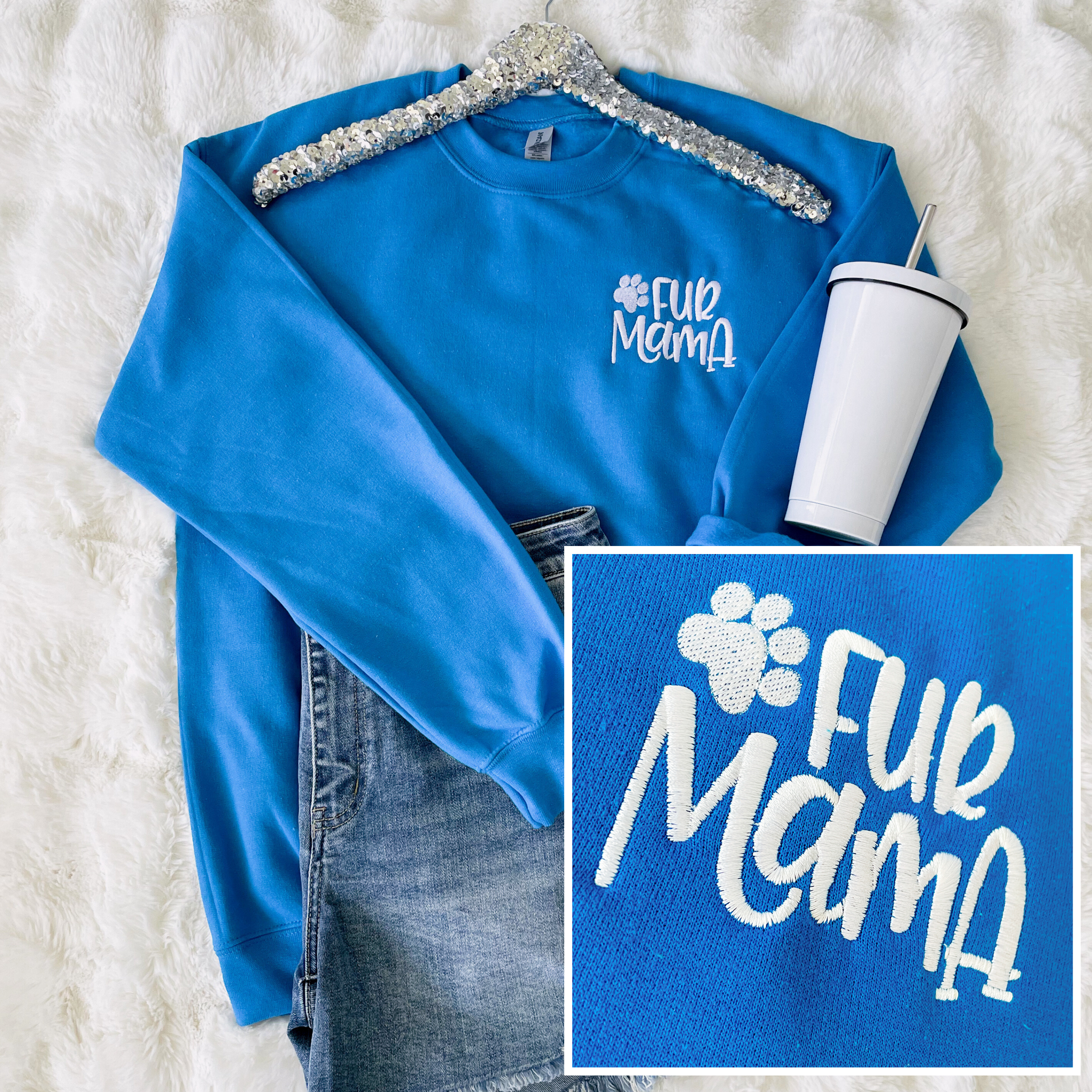 Fur Mama Embroidered Sweatshirt in Assorted Colors