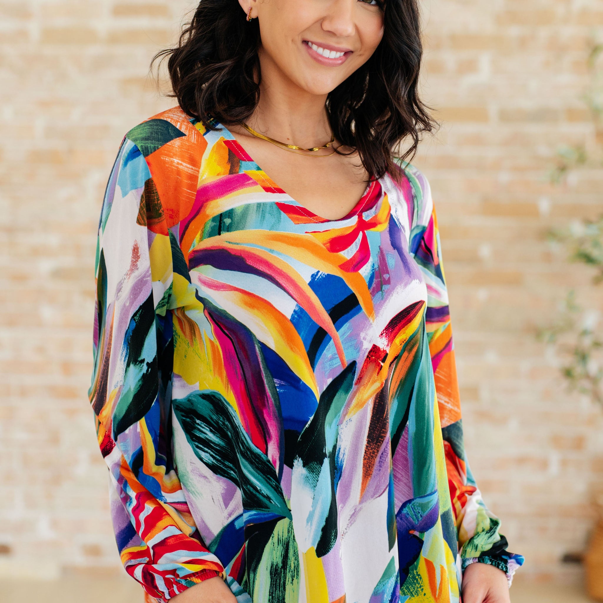 All Over The World Scoop Neck Blouse