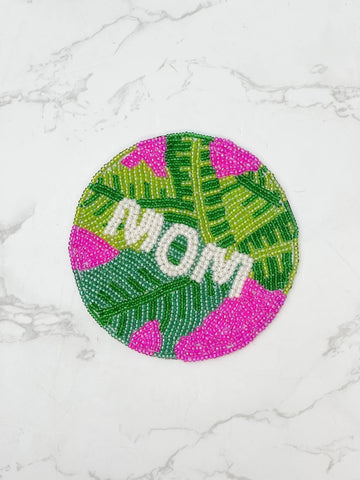 Mom Preppy Palm Seed Bead Coaster