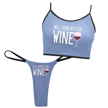 Remove for Wine Cornflower Blue Top & Thong Set