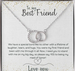 Bridesmaid necklace and message card