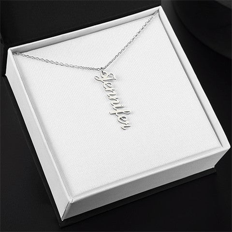 Vertical Name Necklace - Thank You Mom