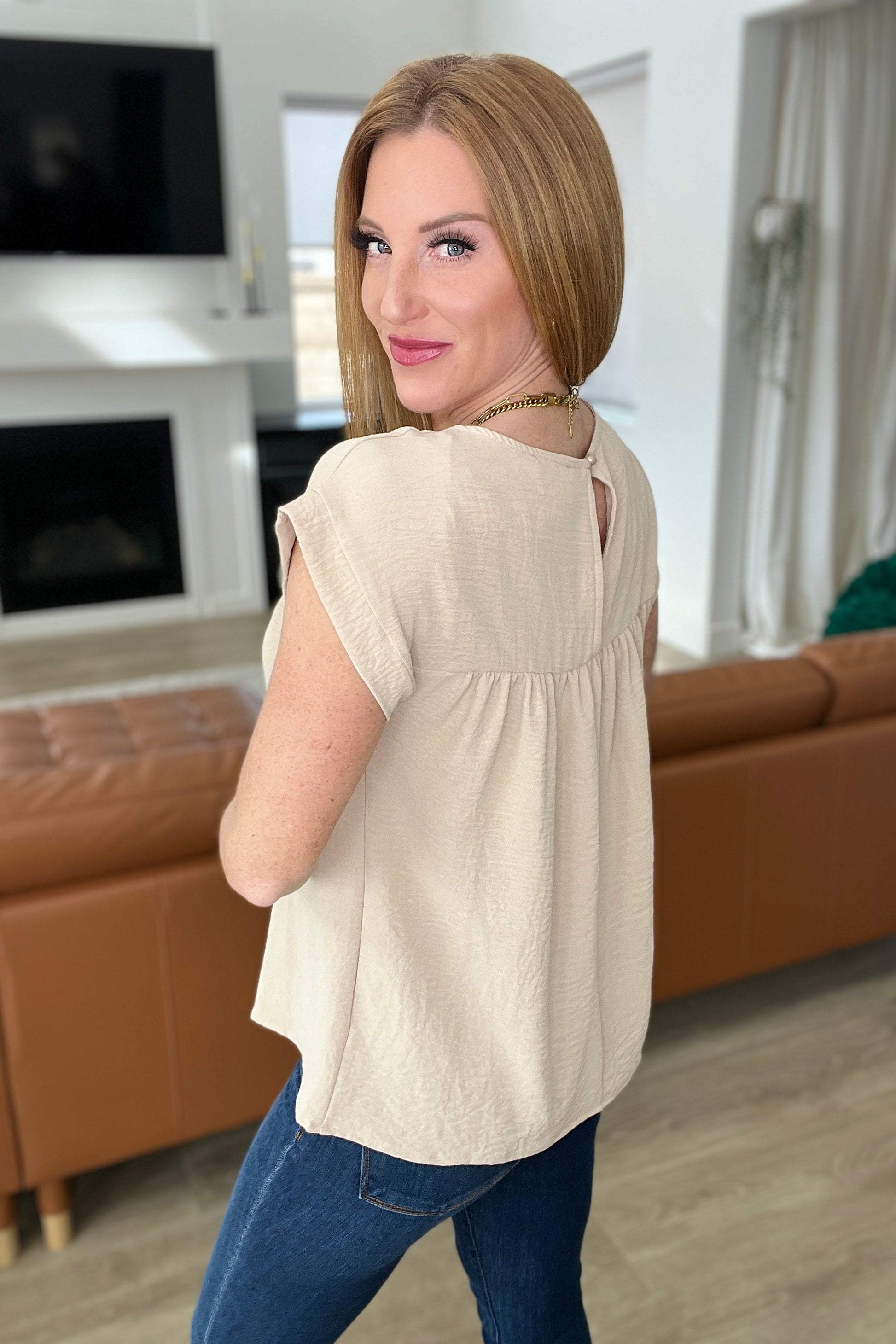 Airflow Babydoll Top in Taupe - Tops