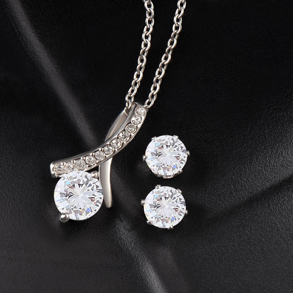 Alluring Beauty Jewelry Set - Thank You Mom 14K White Gold