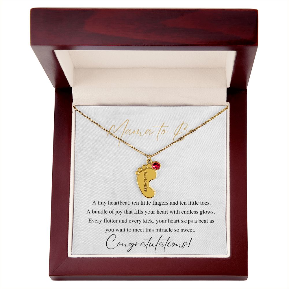 Baby Feet for Mama to Be Necklace - 1 Charm / 18K Yellow