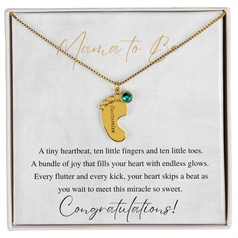 Baby Feet for Mama to Be Necklace - 1 Charm / 18K Yellow