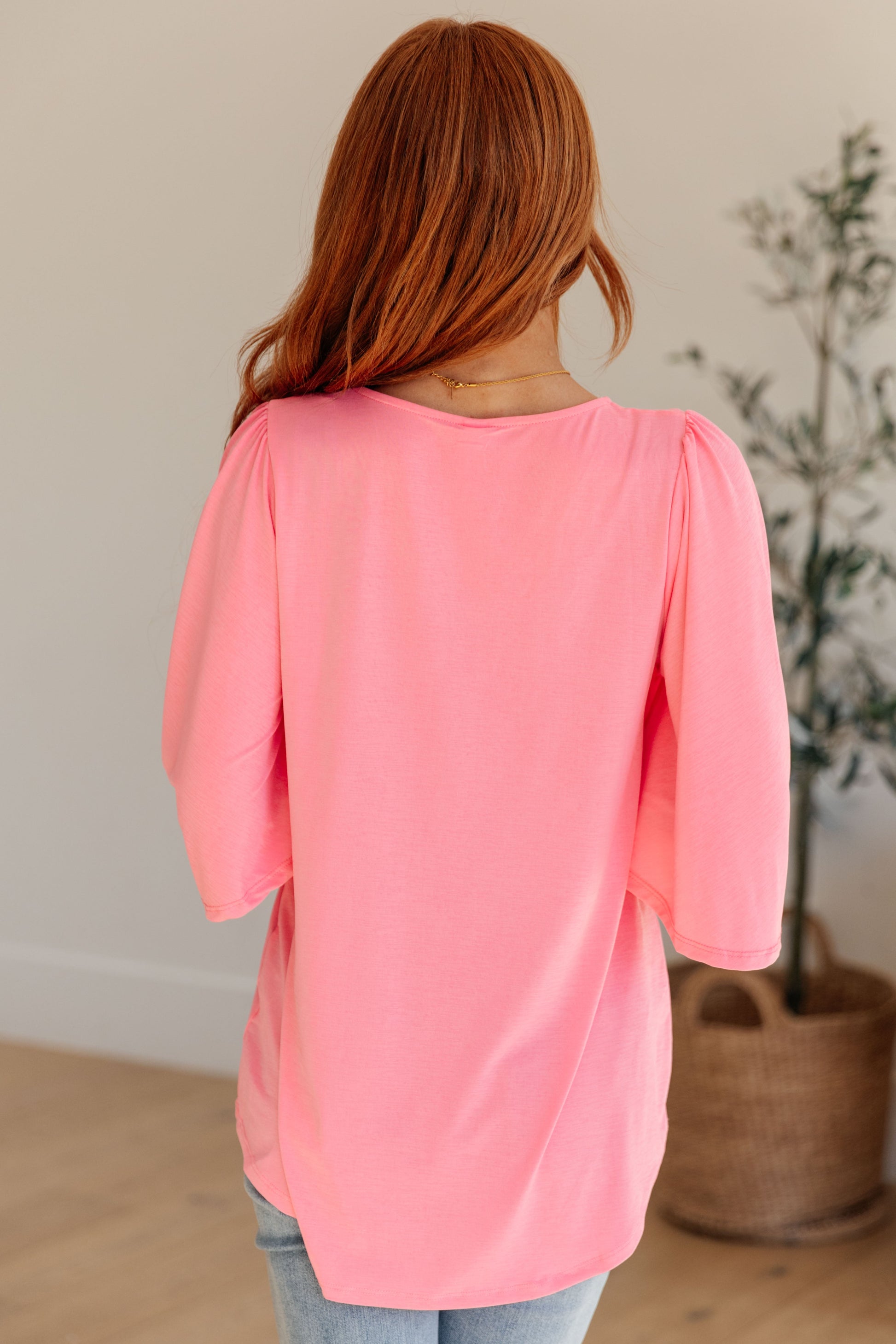 Cali Blouse in Neon Pink - Womens