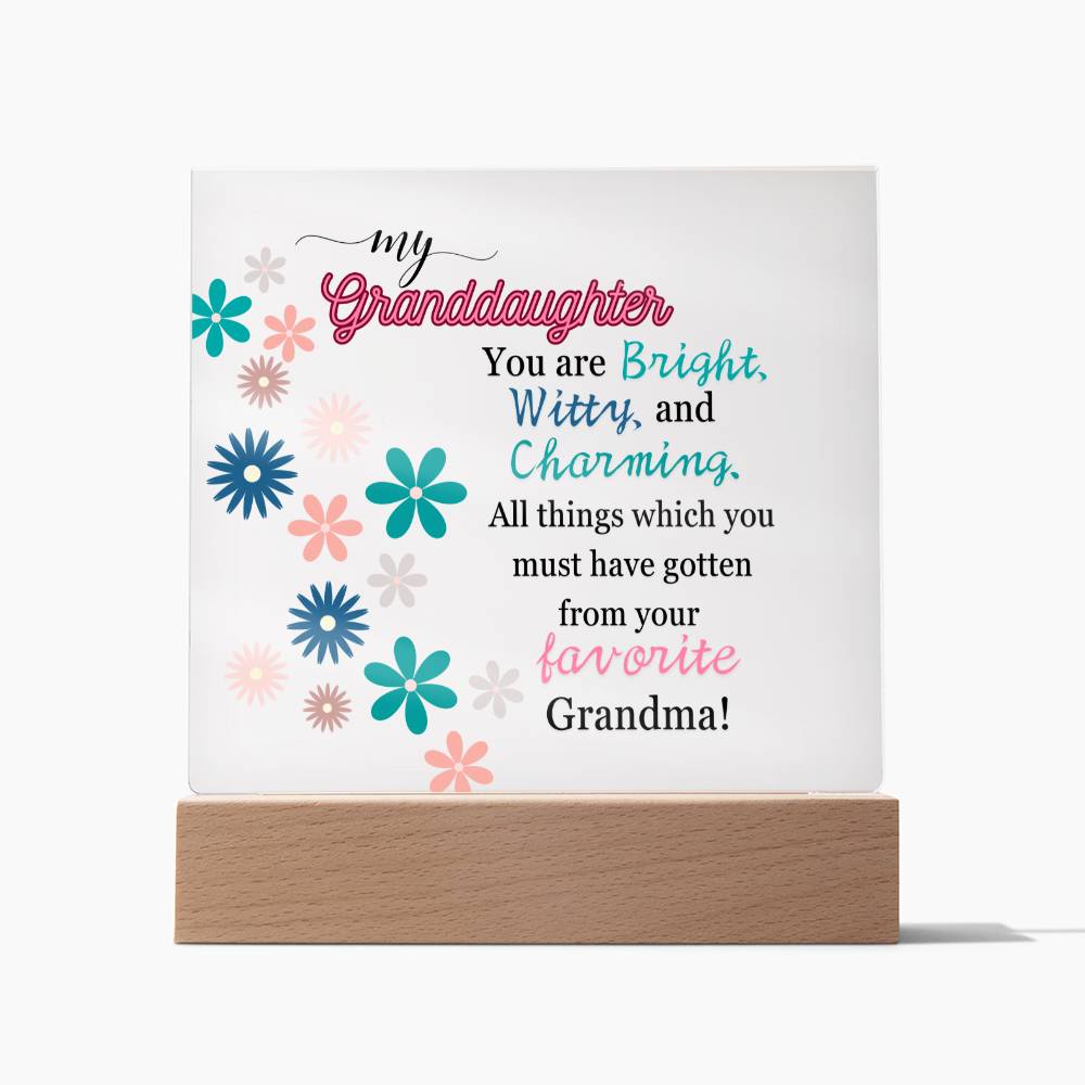 Charming Granddaughter Plaque - Wooden Base Jewelry