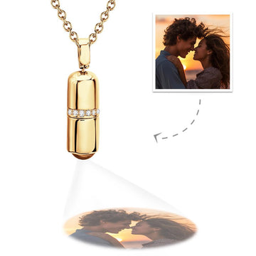 Custom Projection Pill Necklace - Gold