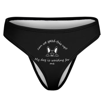 Dog is Waiting Undies Thong Style - S / Black