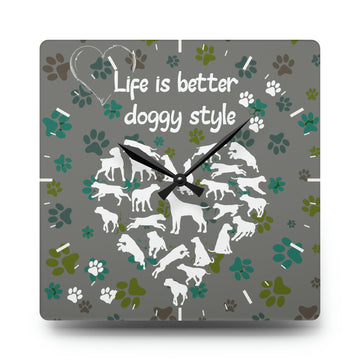 Doggy Style Wall Clock - 10.75’’ × (Square) Home Decor
