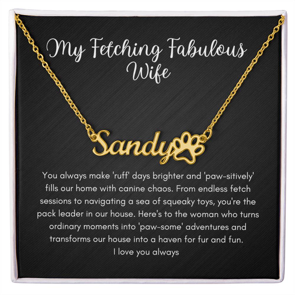 Fetching Fabulous Wife Name Necklace - 18k Yellow Gold