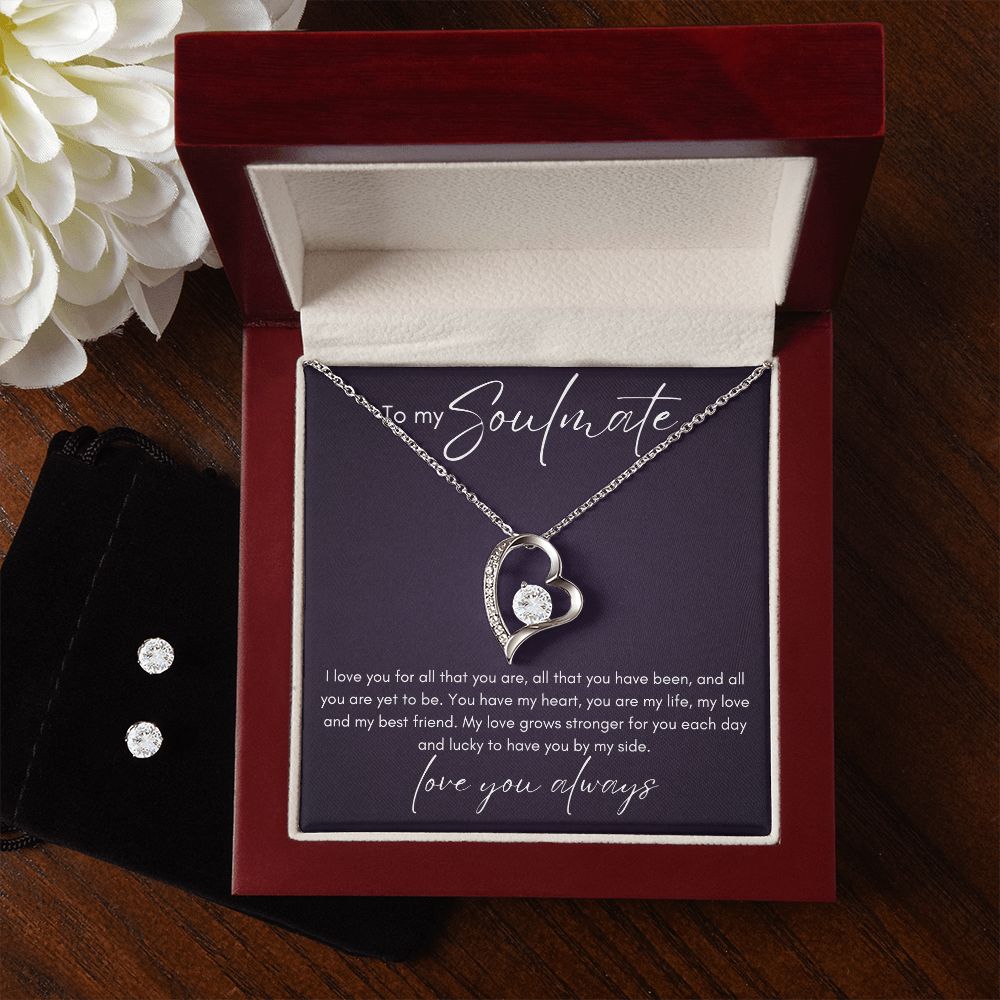 Forever Love Necklace for Soulmate - 14k White Gold Finish