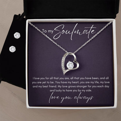 Forever Love Necklace for Soulmate - 14k White Gold Finish
