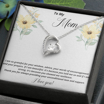 Forever Love Necklace - Grateful Mom 14k White Gold Finish