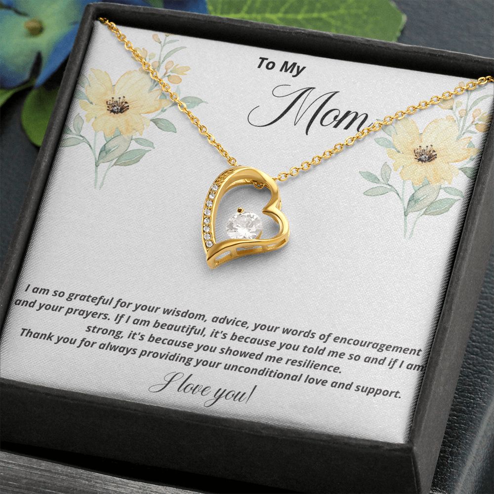 Forever Love Necklace - Grateful Mom 18k Yellow Gold Finish