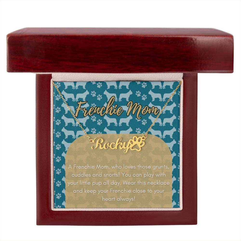 Frenchie Mom Paw Necklace - 18k Yellow Gold Finish / Luxury