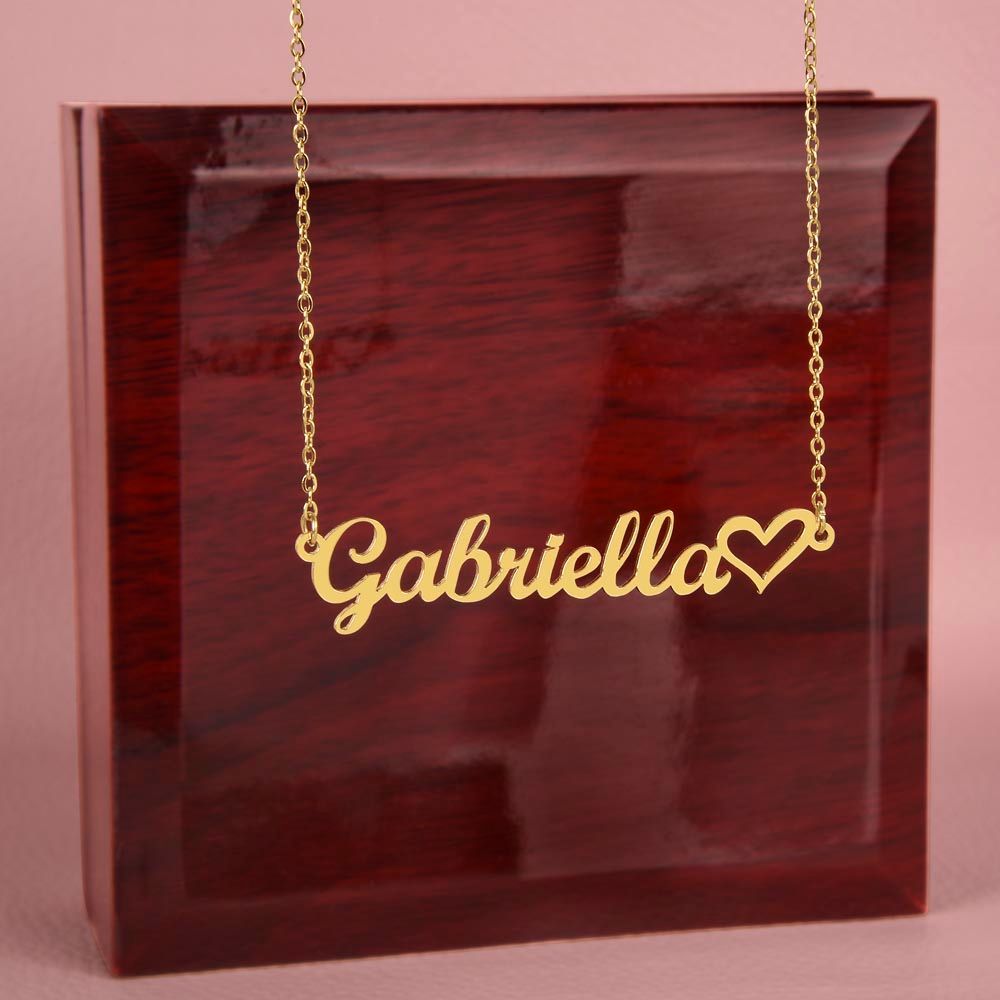 Heart Name Necklace - 18k Yellow Gold Finish / Luxury Box