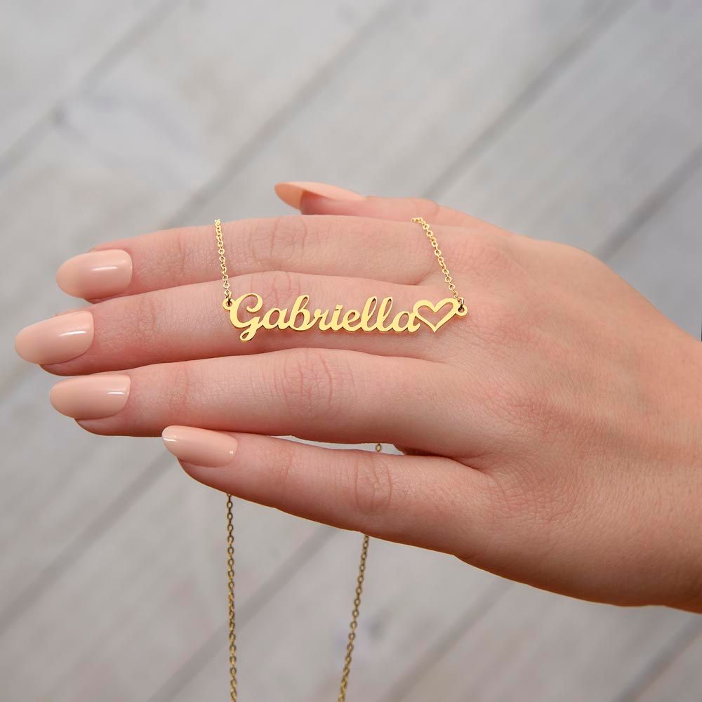 Heart Name Necklace - 18k Yellow Gold Finish / Standard Box