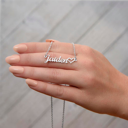 Heart Name Necklace - Polished Stainless Steel / Standard