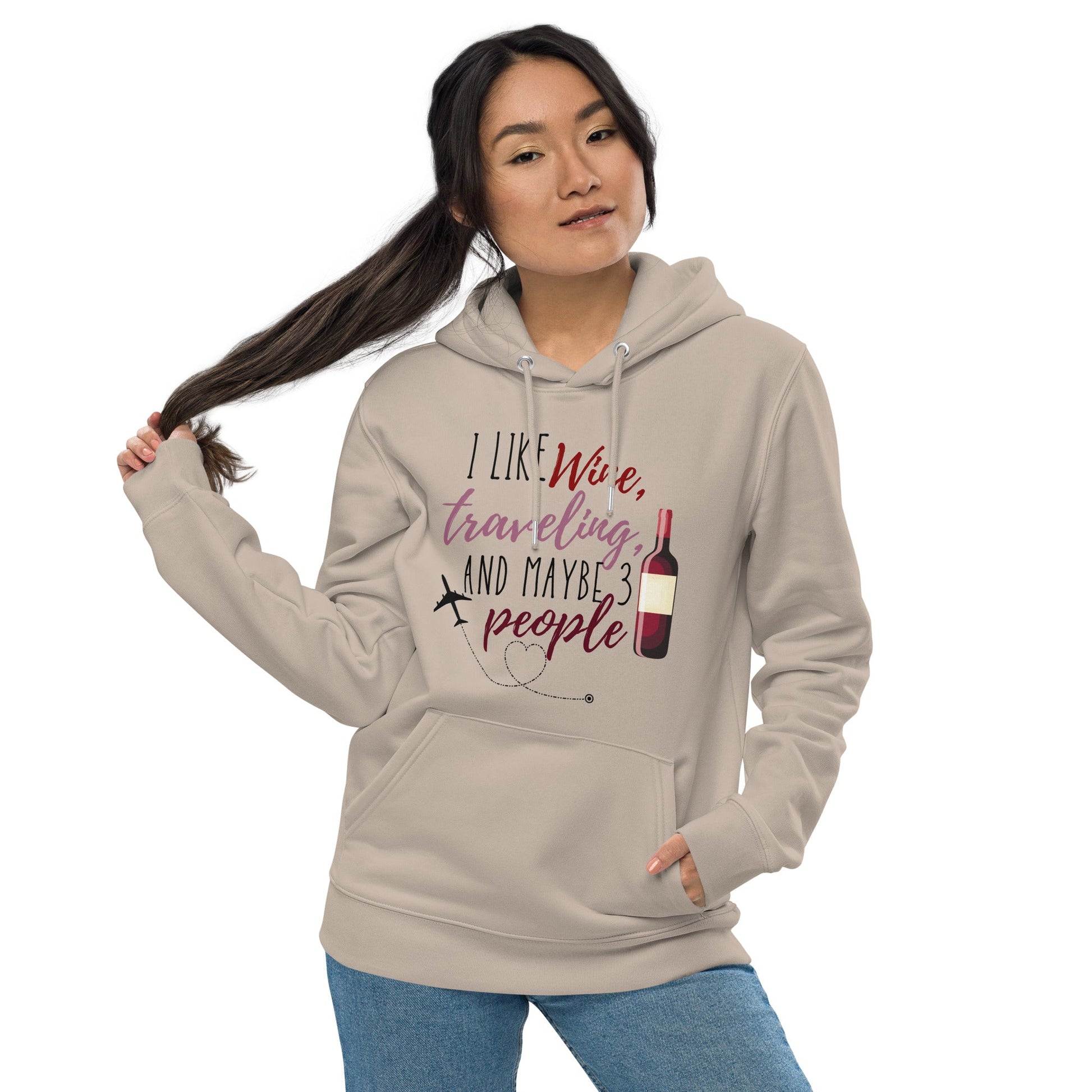 I Like Wine Hoodie - Desert Dust / S