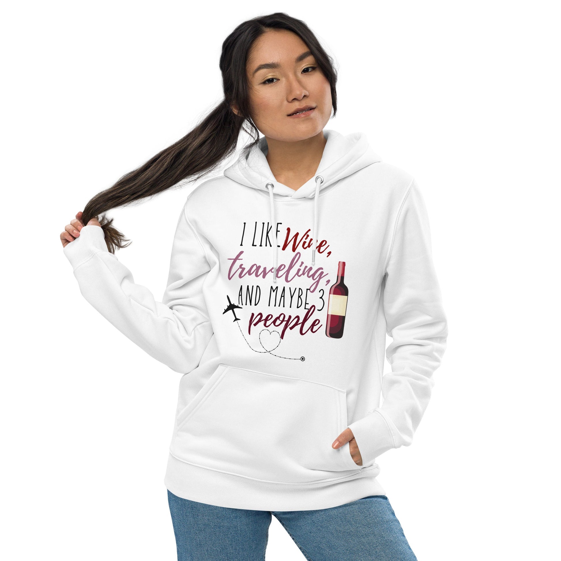 I Like Wine Hoodie - White / S