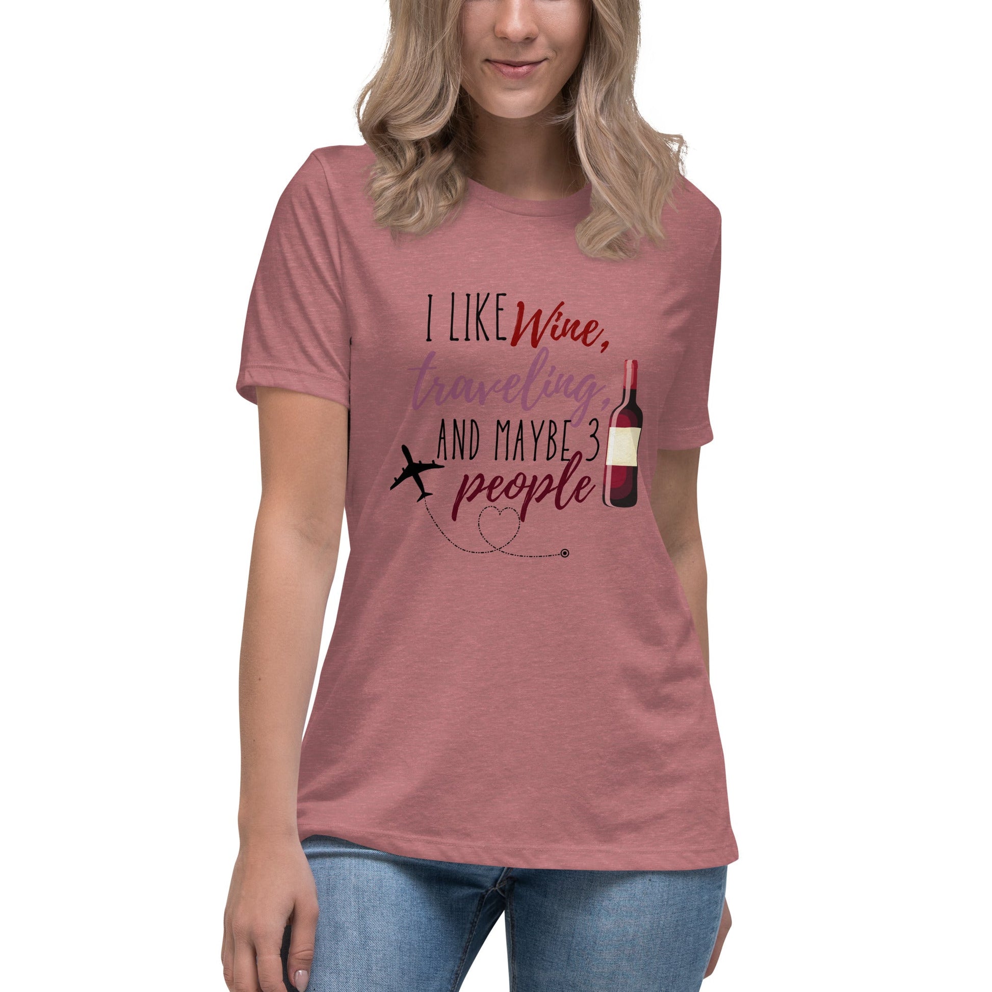 I Like Wine T - Shirt - Heather Mauve / S