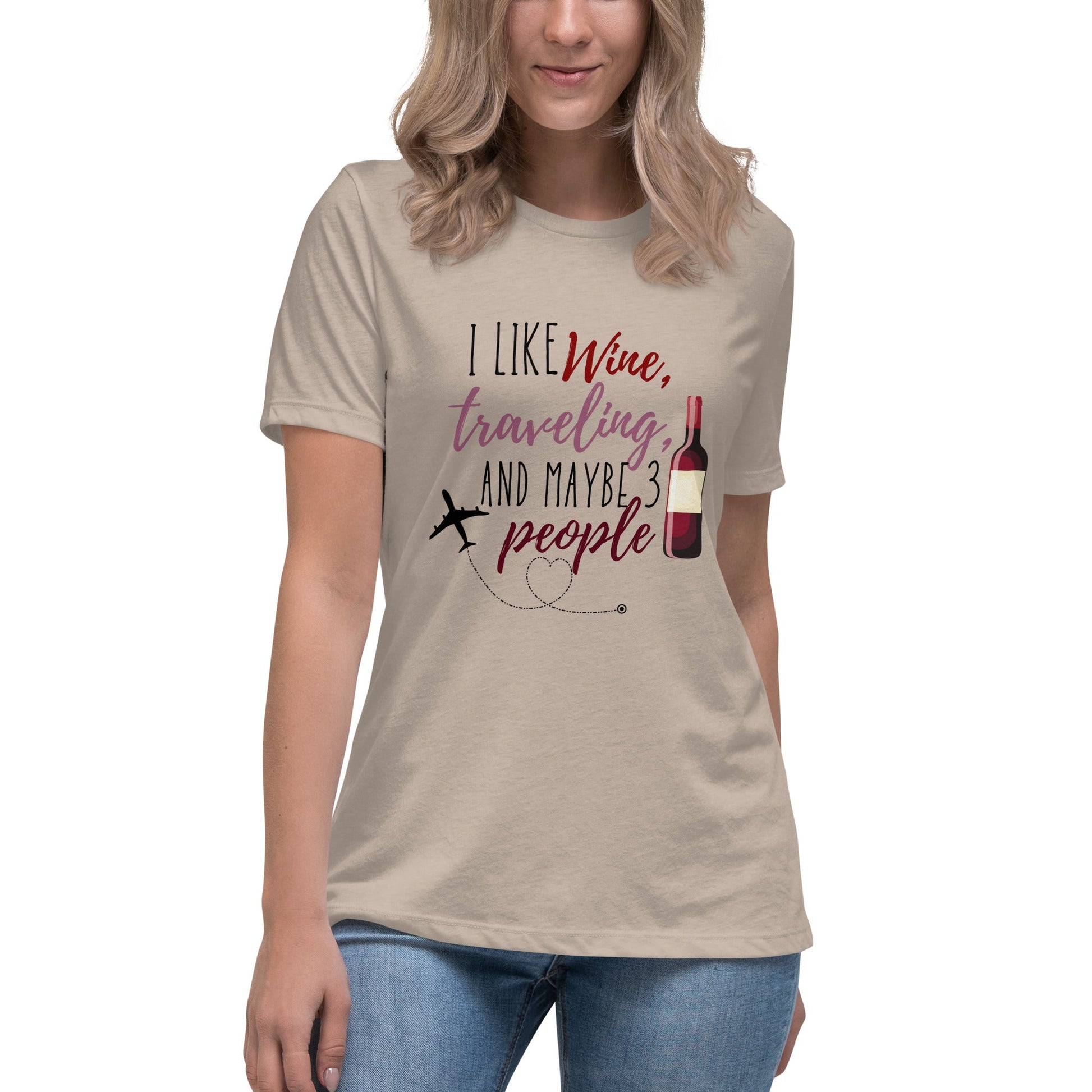 I Like Wine T - Shirt - Heather Stone / S