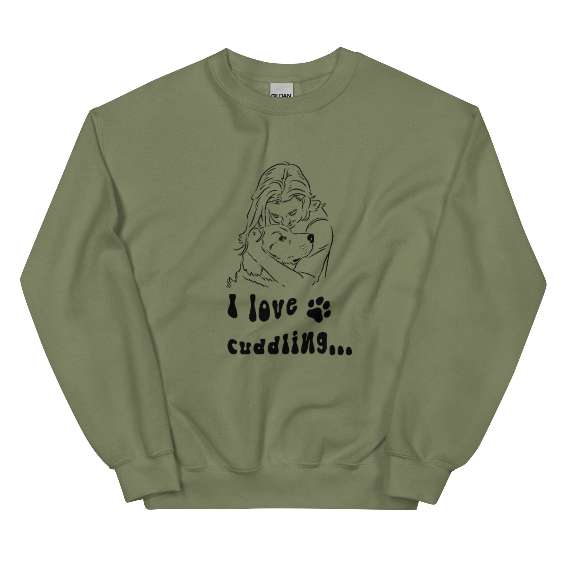 I Love Cuddling Sweatshirt - Military Green / S