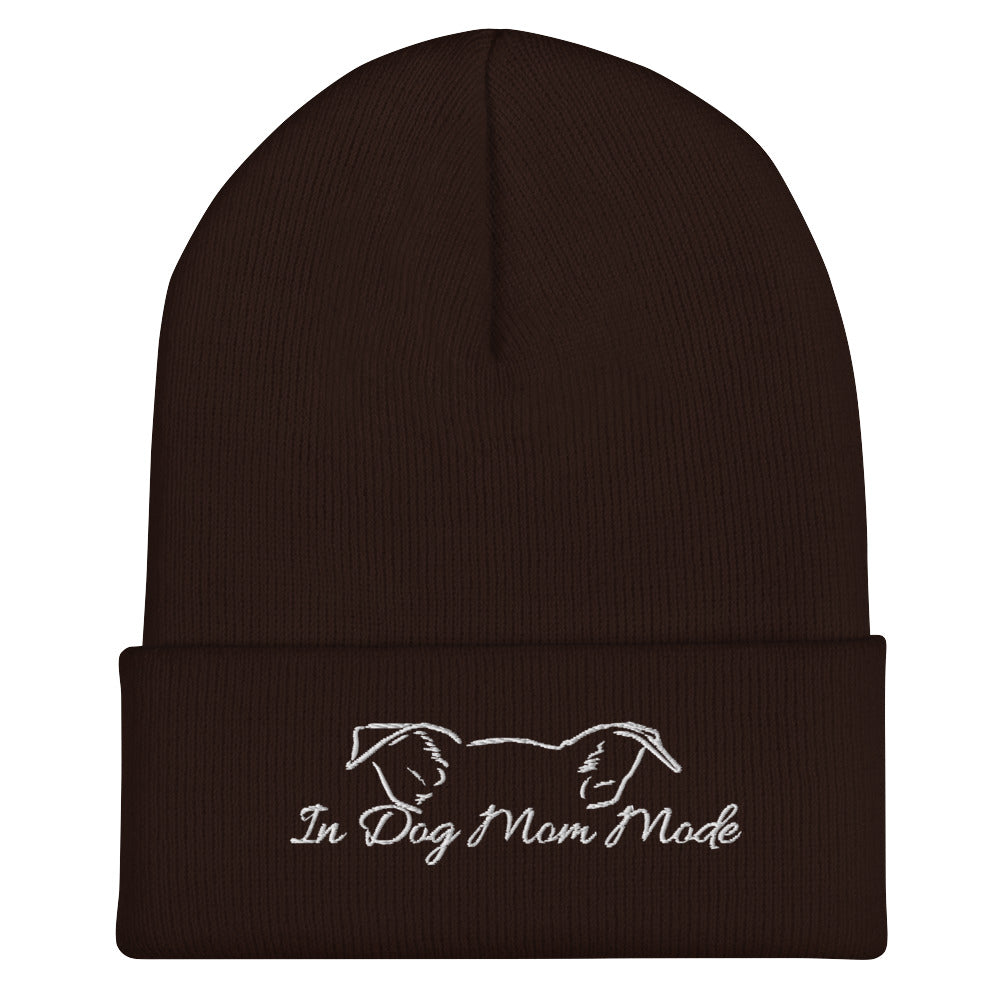 In Dog Mom Mode Cuffed Beanie - Brown
