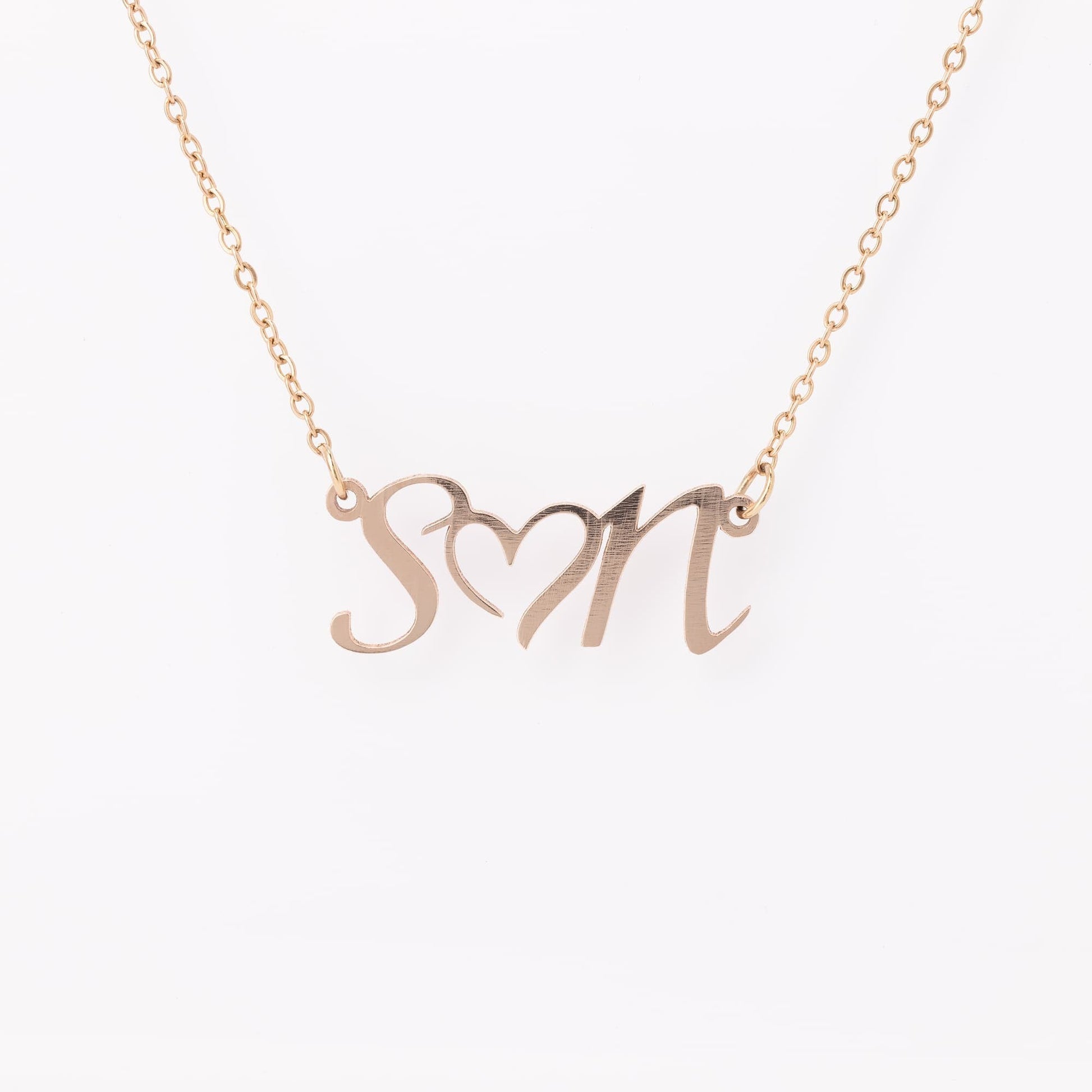 Initial Heart Necklace - Rose Gold Jewelry