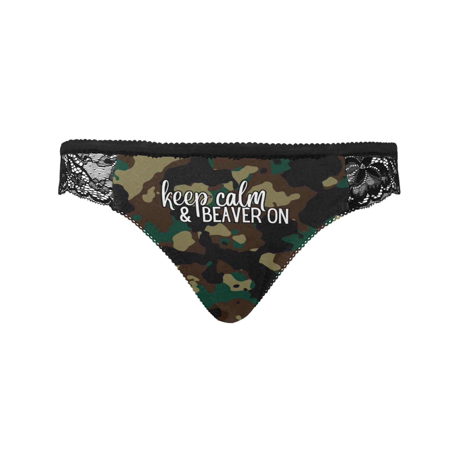 Keep Calm Beaver Lace Undies - Black / XS