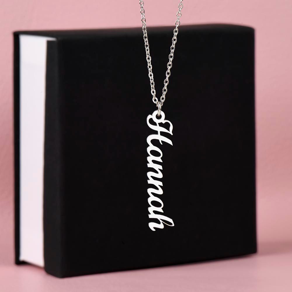 Let’s Get Vertical Name Necklace - Polished Stainless