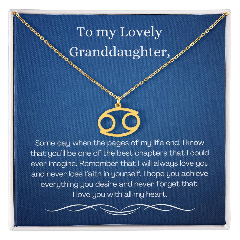Lovely Granddaughter Zodiac Necklace - Gold Finish