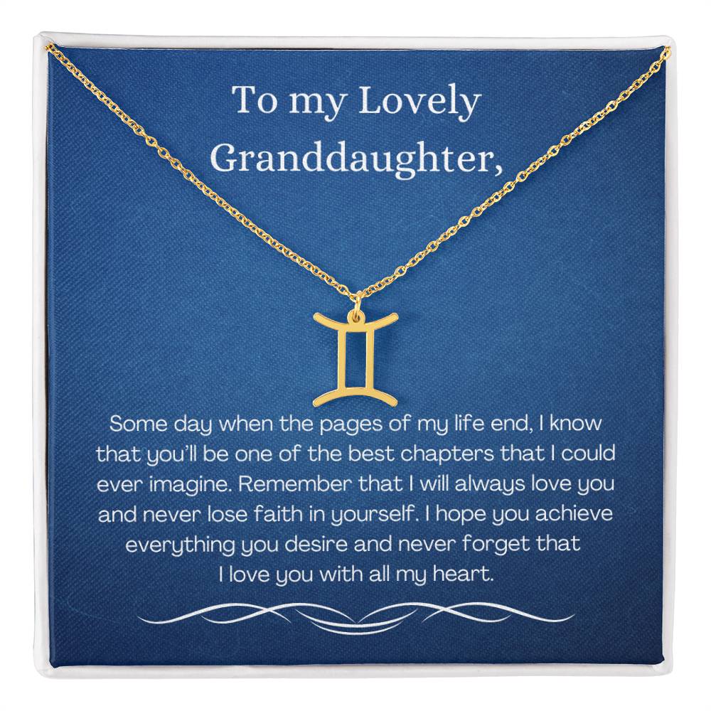 Lovely Granddaughter Zodiac Necklace - Gold Finish