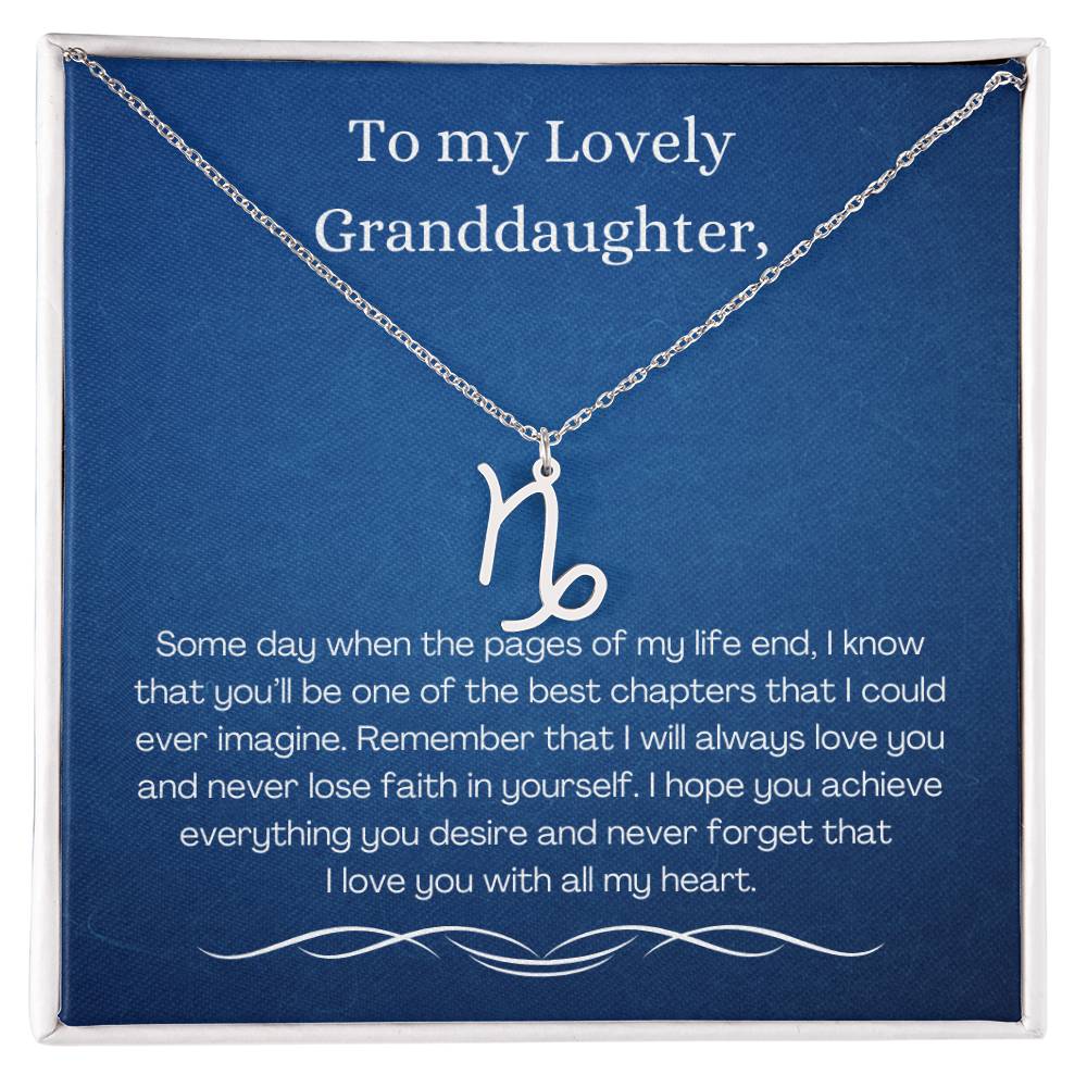 Lovely Granddaughter Zodiac Necklace - Polished Stainless