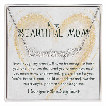 Mom- All My Heart, Personalized Heart Necklace