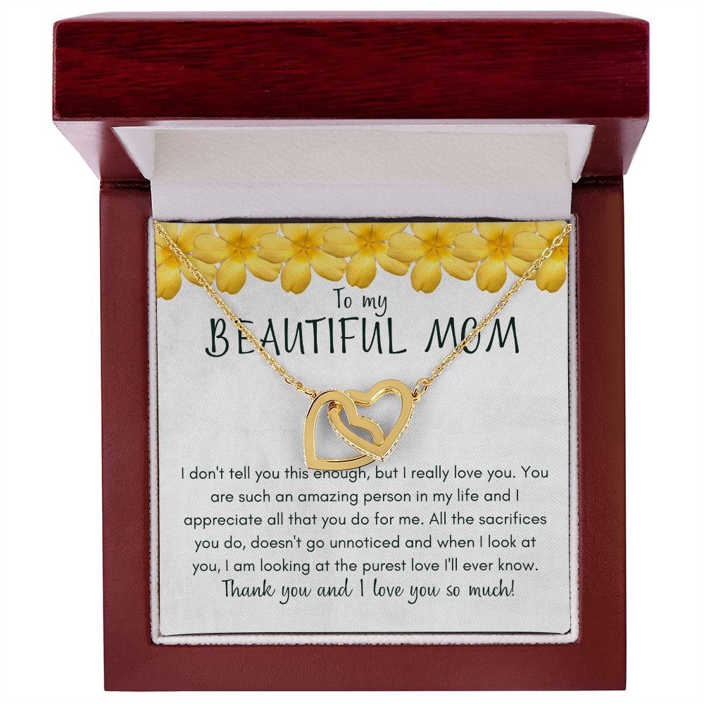 Mom - Appreciate Interlocking Hearts Necklace 18K Yellow