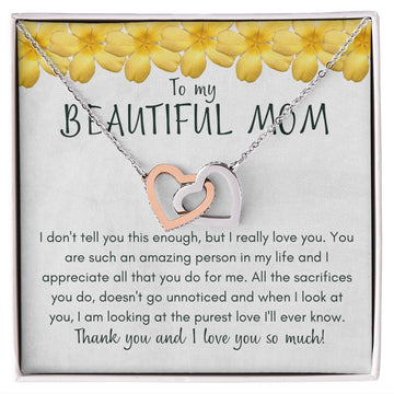 Mom - Appreciate, Interlocking Hearts Necklace
