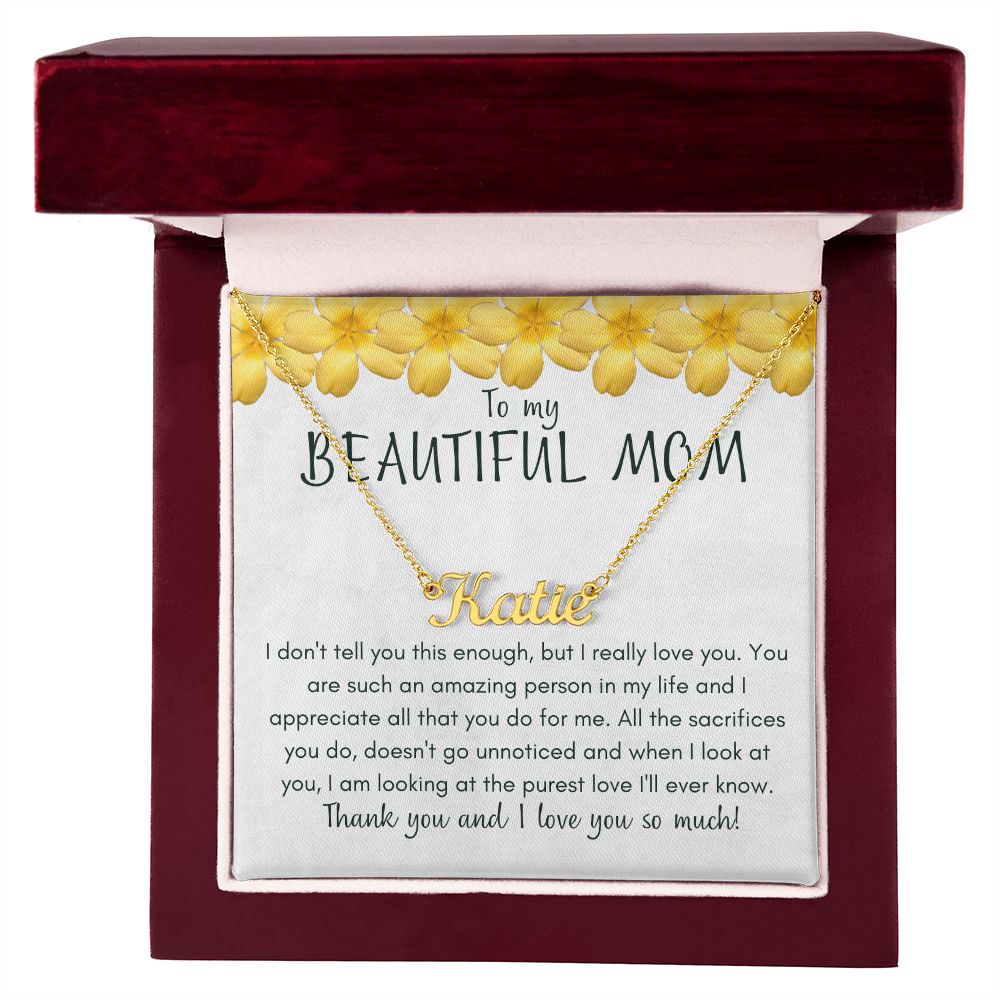 Mom - Appreciate Personalized Name Necklace 18k Yellow Gold