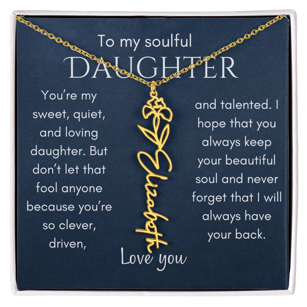 My Soulful Daughter Flower Name Necklace - 18k Yellow Gold