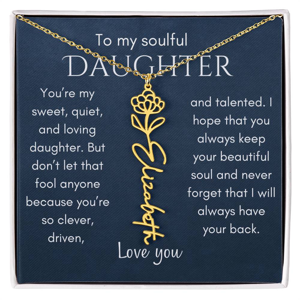 My Soulful Daughter Flower Name Necklace - 18k Yellow Gold