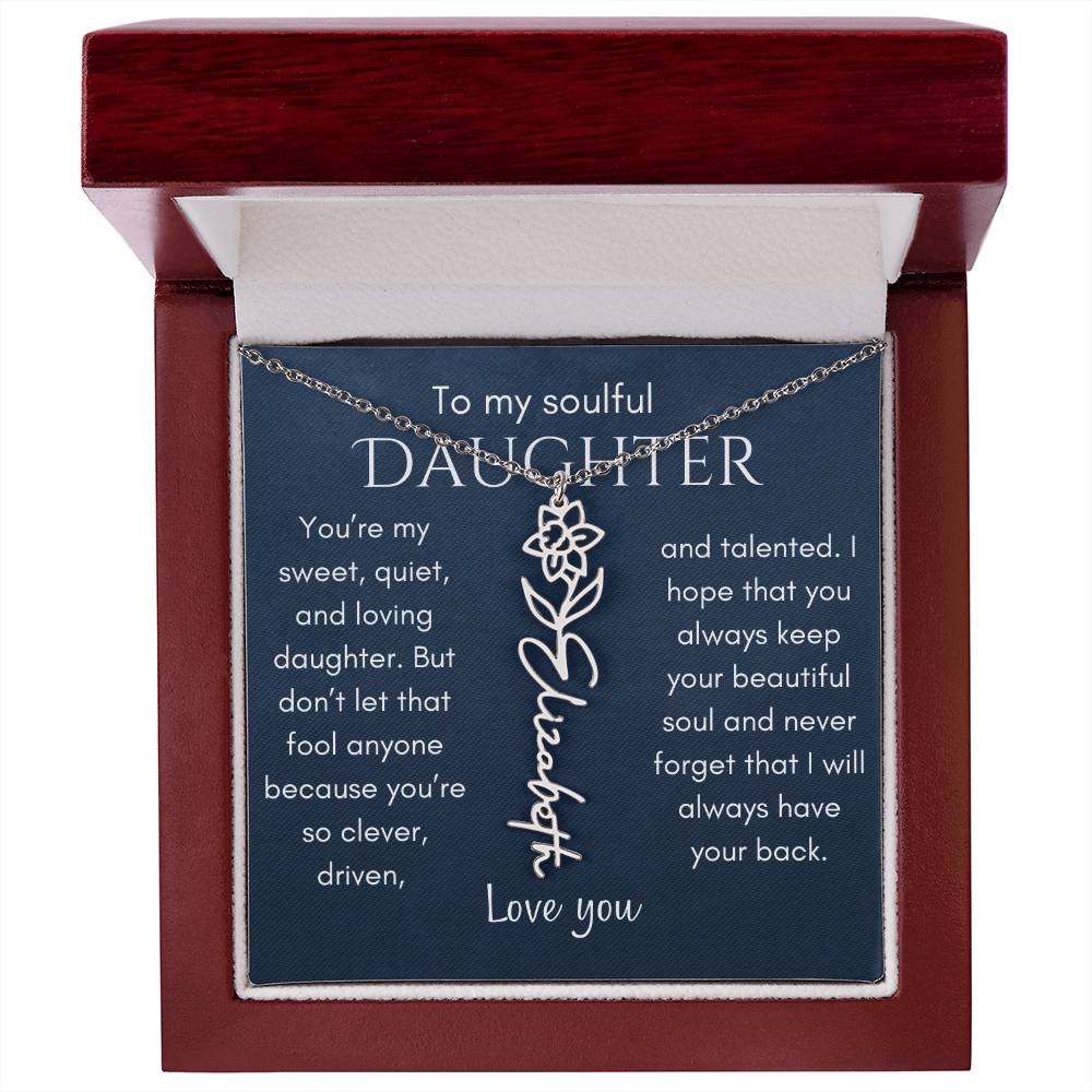 My Soulful Daughter Flower Name Necklace - Polished