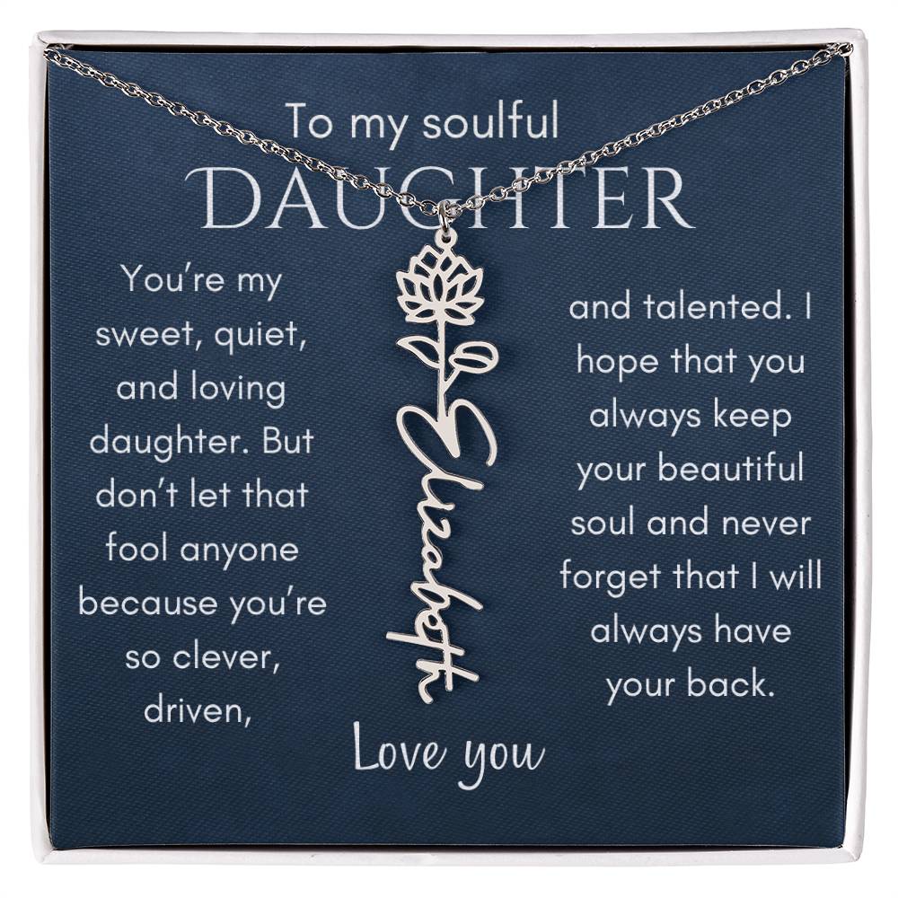 My Soulful Daughter Flower Name Necklace - Polished