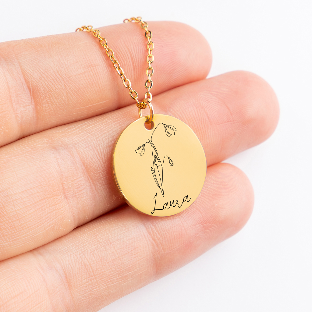 Name & Birth Flower Necklace - GetGifts