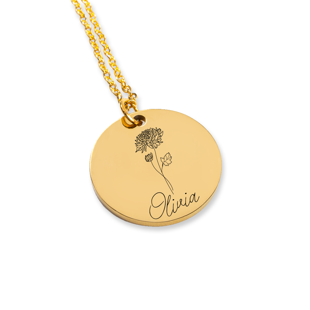 Name & Birth Flower Necklace - GetGifts