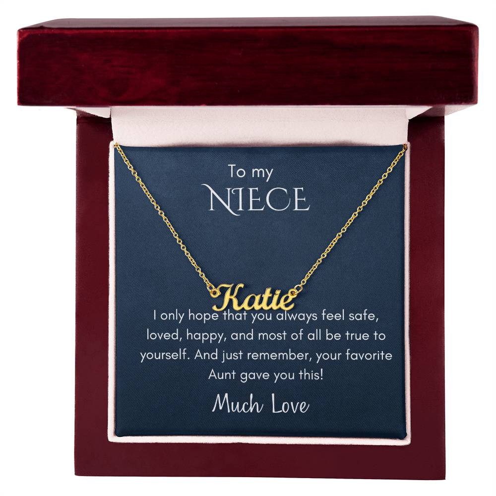 Name Necklace From Your Favorite Aunt - 18k Yellow Gold