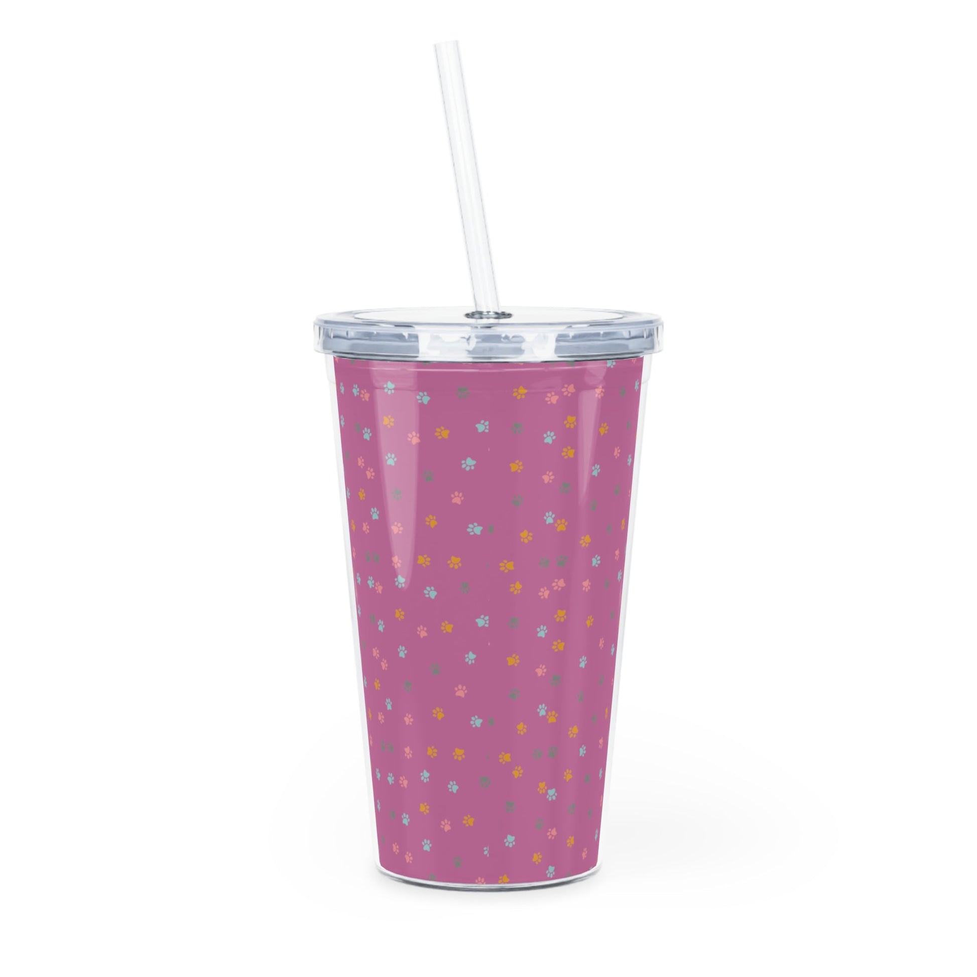 Pawfectly Pink Plastic Tumbler with Straw - 20oz