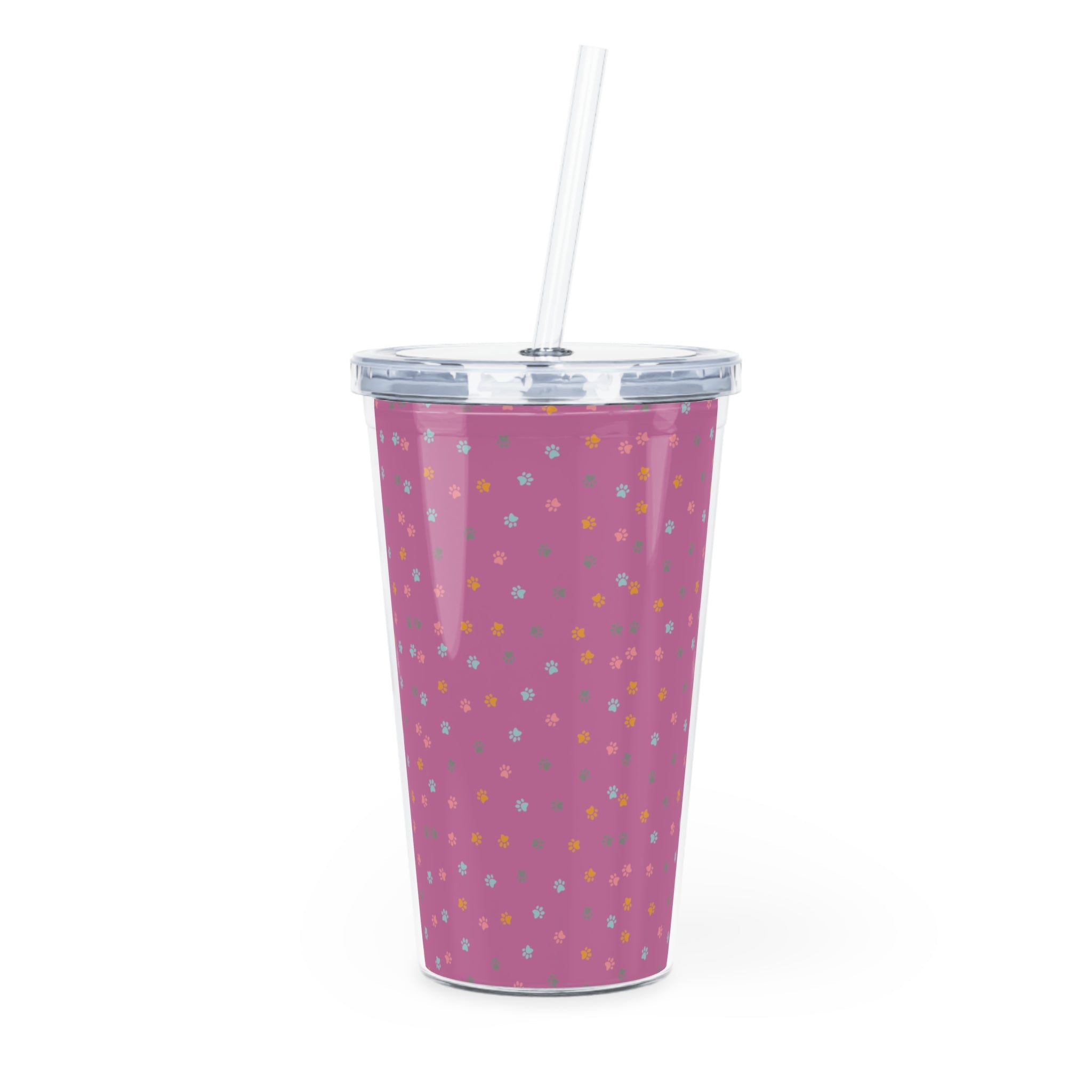 Pawfectly Pink Plastic Tumbler with Straw - 20oz