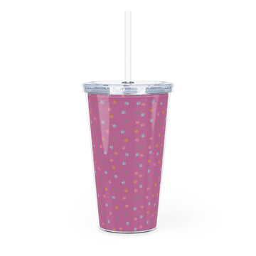 Pawfectly Pink Plastic Tumbler with Straw